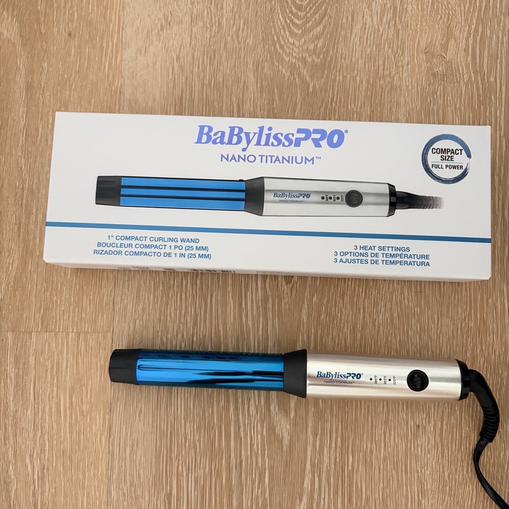 BABYLISSPRO® NANO TITANIUM™ 1" COMPACT CURLING WAND DUAL VOLTAGE 120V/240V